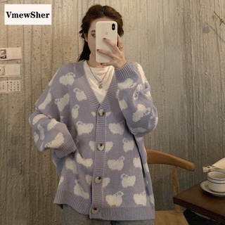 VmewSher New Autumn Winter Fashion Korean Style Women Casual Sweater Cardigans Long Sleeve V Neck Button Up Loose Knitwear Tops (1)