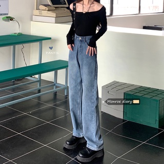 hong kong estilo ins suelto recto cintura alta jeans otoño 2021 nuevo versátil casual ancho pierna pantalones pantalones