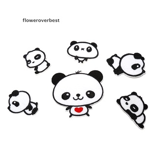 fbmx 6 dulces pandas bordado tela plancha sobre parche para coser motivo apliques ~6pcs~ caliente