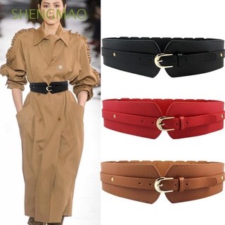 shengmao vintage mujeres cintura belleza ancho cinturón vestido cintura mujeres fiesta de lujo mujer camel hebilla color sólido/multicolor