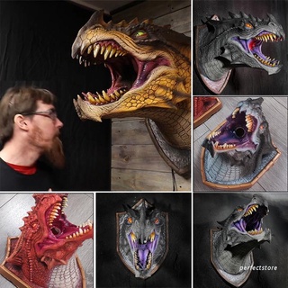 Perfect Dragon Legends Prop 3D montado en la pared dinosaurio escultura con luz LED arte de pared estatua decoración del hogar