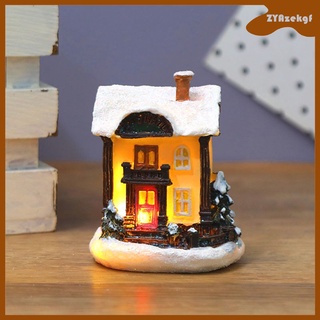 [2021 nuevo] led feliz navidad luminosa casa santa decoración figuras edificios miniatura árbol de nieve resina set de regalo para bricolaje
