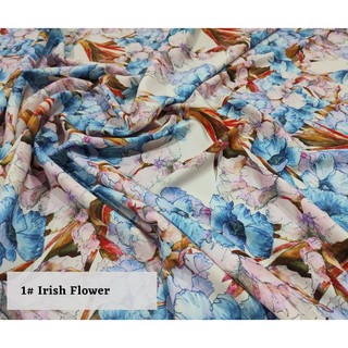 Tela de seda con estampado de flores de musgo, tela de seda, flor irlandesa (por 0,5 metros)