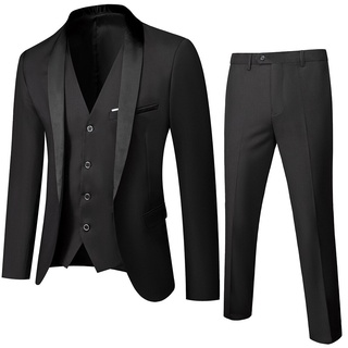 Trajes de esmoquin de boda para hombre, traje de cuello esmoquin, ajuste estándar, un solo botón, poliéster de color sólido (1)