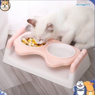 Sg--Gato perro doble cuencos beber alimentador dispensador de agua recipiente de alimentos