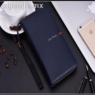 ▫☄﹍Men s Long Hand Bag Zip Wallet Multi-card Mobile Phone Bag Card Case Soft Leather Coin Purse Simple Fashion Wallet Trend
