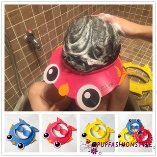 Up []-gorra de ducha de baño ajustable para niños impermeable lavado de pelo escudo sombrero multicolor bebé ducha gorra