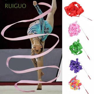RUIGUO New Training Ballet 4M Streamer Twirling Rod Gym rítmico 7 colores cinta de baile Multicolor arte gimnasia/Multicolor