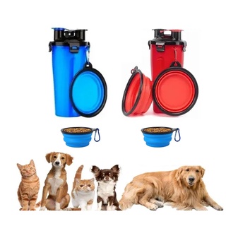 Plato Bowl Tazón Con Vaso Para Agua y Croquetas Para Mascota Perros y Gatos Viajera