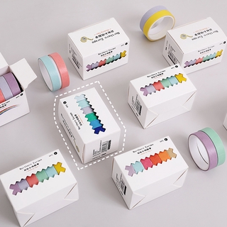 6 Pcs/box Rainbow Solid Color Masking Washi Sticky Paper Tape Adhesive DIY