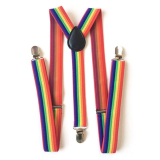 R-R colorido rayas correa arco iris babero pantalones correas Clip adulto Unisex tirantes hebilla ajustable cinturón de hombro