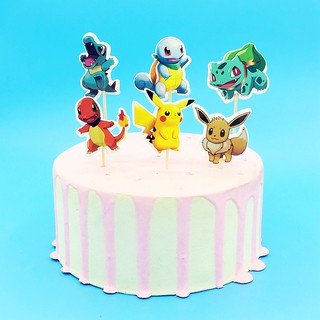 24 piezas Pokemon Go Pikachu Theme Cupcake Topper Cake Picks para niños cumpleaños evento decoración de fiesta