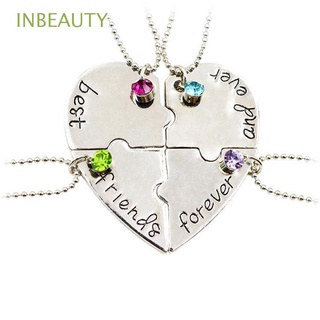INBEAUTY 3/4Pcs/Set Love Best Friends Forever and Ever Handmade Pendant Chain Necklace Stamped Jewelry Personalized Birthstones Heart Puzzle Piece
