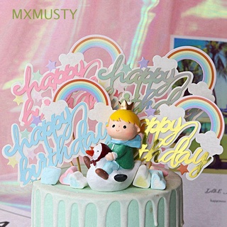 mxmusty regalos banderas de tarta multicolor decoración de tarta decoración de tarta arco iris nube cumpleaños fiesta suministros globo aire niños cupcake decoración