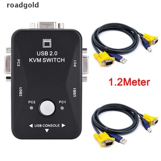 roadgold kvm switch vga cable usb 2.0 divisor caja adaptador compartir monitor teclado ratón rgb
