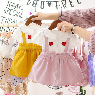 Summer Baby Girl Princess Dress Fake 2 Piece Toddler Heart Pattern Short Sleeve Cotton Sundress Baby Girl Dress Clothes Vestidos (2)