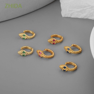 zhida creative snake pendientes de moda hebillas de oreja femenina pendientes de aro plata color oro coreano femenino regalos de cobre circonita moda joyería