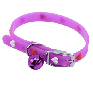 Collar de silicona ajustable para mascotas/perros/gatos/Collar de silicón con campana de corazón