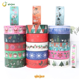 Qinjue cm*7M cinta adhesiva Washi para enmascarar árbol de navidad cinta adhesiva DIY Scrapbooking nieve ciervo feliz navidad etiqueta decorativa