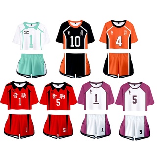 Anime haikyu cosplay karasuno High School volleyball Club Uniform Women 's Sports Wear Top shorts Sports Wear Uniform