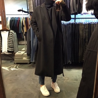 (Envío gratis) abrigo de estilo coreano para hombre super largo hombro caído sobre la rodilla abrigo de lana de gran tam (1)