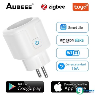 Aubess Tuya enchufe Inteligente enchufe Inteligente Zigbee eu Home wifi app control Remoto monitor De energía Para Google Alexa
