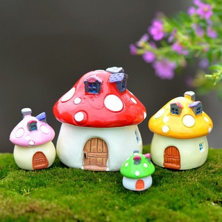 AHOUR lindo Micro paisaje hecho a mano de hadas jardín adorno miniatura estatuilla oficina pequeña artesanía resina miniatura hongo Bonsai decoración/Multicolor (8)