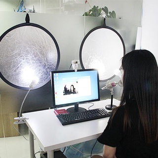 CALLED Estudio fotografico Reflector de fotografía Plegable Disco de fotos Reflector de luz de disco 24 &quot;/ 60cm Portátil Oro y plata Redondo Accesorios para cámaras Agarre Difusor de flash (2)