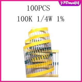 Película metálica Resistor 1/4W 0.25W 1% 100K Ohm Pack de 100