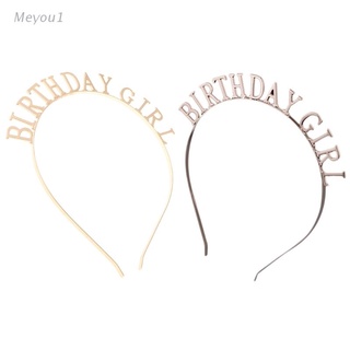 meyou1 diadema delgada de aleación de metal minimalista para mujer ahuecada cumpleaños niña letras aro de pelo pulido metálico fiesta corona foto props