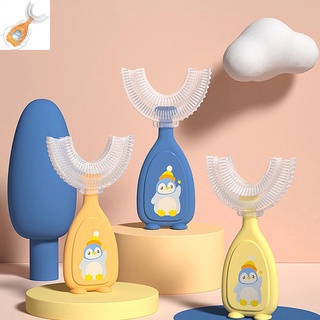Tangding de dibujos animados de los niños en forma de U cepillo de dientes de silicona de los niños de bebé blanqueamiento de dientes de limpieza Manual de la herramienta cepillo
