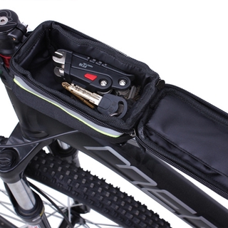 Bolsa de bicicleta impermeable pantalla táctil bicicleta de montaña marco tubo frontal bolsa de almacenamiento adecuado para teléfono móvil de 3.5-6.5 pulgadas (2)
