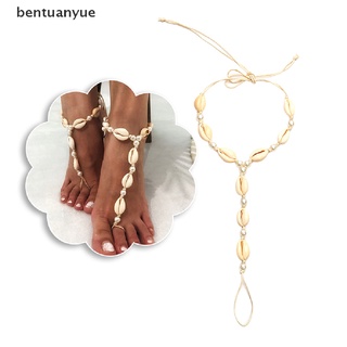 Bentuanyue Pearl Shell Barefoot Sandal Anklet Foot Chain Toe Ring Beach Ankle Bracelet MX