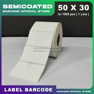Etiqueta de impresión de código de barras 50x30mm SEMI recubierto 50x30mm hueco perforación