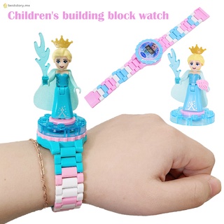 Frozen Princess Watch for Kids Girls Building Blocks Watch Children Cartoon Puzzle Assembly Toy