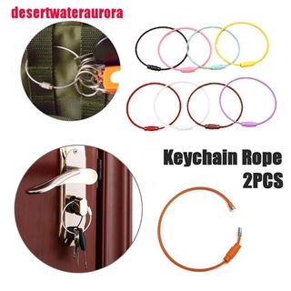Desertwateraurora 2pcs Luggage Tag Holder Circle Loop Keyring Screw Lock Cable Wire Keychain Rope Modish