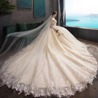 Vestido de novia 2021 nuevo tubo nupcial superior de lujo cola es delgada (1)
