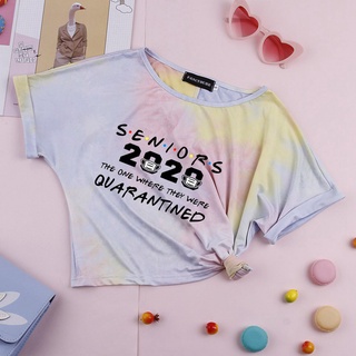 Cumpleaños-Quarantine tie-dye impresión color mujer verano manga corta T-shirt (7)