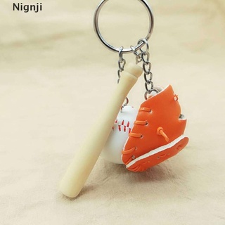 [Nignji] Mini guante de béisbol de tres piezas de madera Bat llavero deportivo coche llavero Gif bueno (1)
