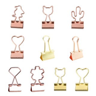 brroa 10 unids/pack elegante oro rosa carpeta clip archivo documento abrazadera metal binder clips