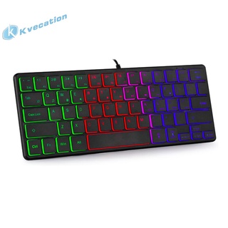 Kvecation ABS plástico 64 teclas RGB retroiluminado teclado con cable luminoso para juegos teclado de ordenador