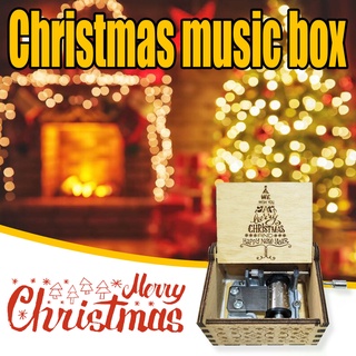 ~andyandy.mx~regalo de navidad creativo mano caja de música de madera niños feliz navidad