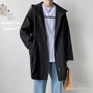 Da ChengEstilo de Hong Kong Casual gabardina de los hombres de moda de estilo coreano estudiante de longitud media chaqueta suelta de primavera y otoño con capucha chaqueta de los hombres (3)