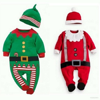 Santa Claus Jumpsuit Baby Romper Toddler Kids Cosplay Jumpsuit Merry Christmas Halloween Performance Costumes Cotton One Piece