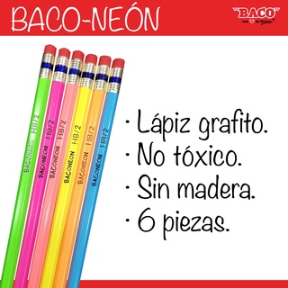 Lapiz Baco Grafito Neon 6 Piezas