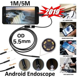 Android 5.5mm LED Endoscopia Cámara Regulable En Tiempo real video Impermeable Endoscopio