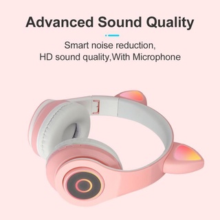 Audífonos Para orejas De Gato/gatito/Gamer/Bluetooth/audífonos inalámbricos con micrófono con Luz Led Para Celular Rosa/audífonos rosados lindos Para Gato/diadema/audífonos Para niños (6)
