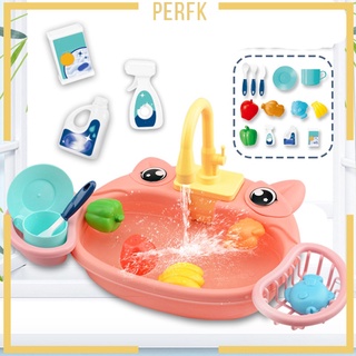 [PERFK] Fregadero de cocina juguetes de juego de platos con agua corriente para juego de rol niños Fawn
