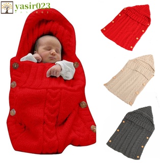 yasir023 Newborn Infant Baby Blanket Knit Button Crochet Winter Warm Swaddle Wrap Sleeping Bags