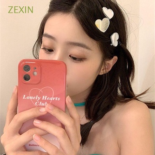 ZEXIN Temperament Flower Hair Clips Sweet Mirror Love Barrettes Hair Accessories Korean Female Alloy Acrylic Simple Duckbill Clip